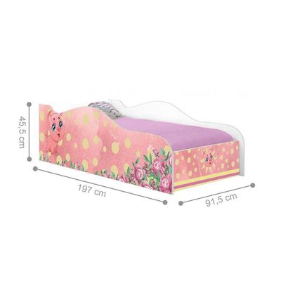 Cama Carro Fun Adesivada Porquinho Pig Solteiro