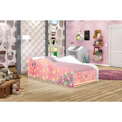 Cama Carro Fun Adesivada Porquinho Pig Solteiro