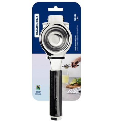 Espremedor de Limão Inox Tramontina Utilitá Cabo Preto Manual 20cm Cozinha
