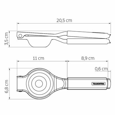 Espremedor de Limão Inox Tramontina Utilitá Cabo Preto Manual 20cm Cozinha