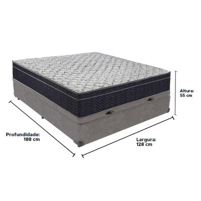 Cama Box Baú Cinza E Colchão Airtech 150 Espuma D45 Viúvo Ortobom