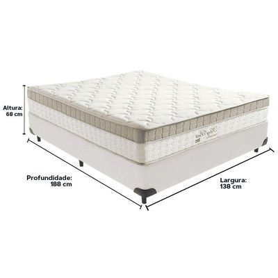 Cama Box Branco E Colchão King Best Bege Molas Ensacadas Casal