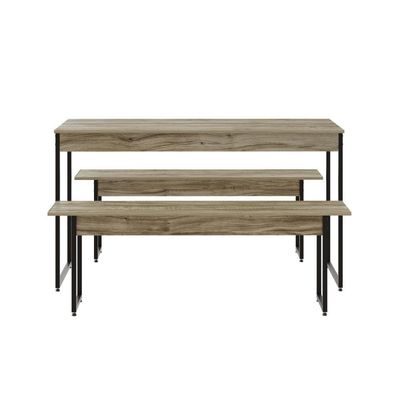 Mesa De Jantar Com 2 Bancos Estilo Industrial Tub  Carvalho / Est.preta