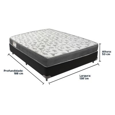 Cama Box Preto E Colchão Iso100 Espuma D33 Casal Ortobom