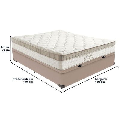 Cama Box Baú E Colchão King Best Bege Molas Ensacadas Casal Casal Bege