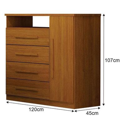 Cômoda Diamante 4 Gavetas 1 Porta Cinamomo ? Leifer Móveis