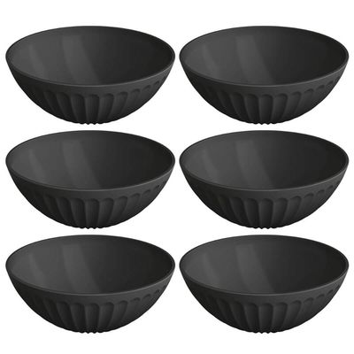 Kit 6 Saladeiras Tigelas 1,5L Pretas Plásticas Sobremesa Restaurante Buffet Uz