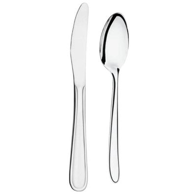 Jogo 1 2Facas 20cm e 12 Colheres 18cm Inox Siena Brinox Mesa Posta Jantar Almoço