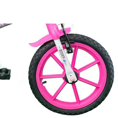 Bicicleta Pinky WR Aro 16 Quadro 10 Polegadas Rodinhas Laterais Track Bikes Branco / Rosa