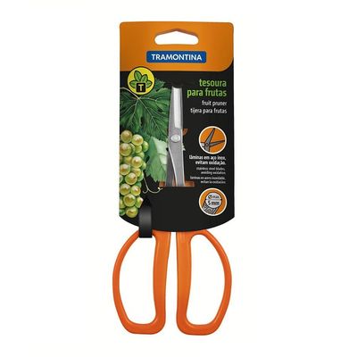 Tesoura para Frutas Tramontina com Lâminas em Aço Inox 18,6cm Laranja