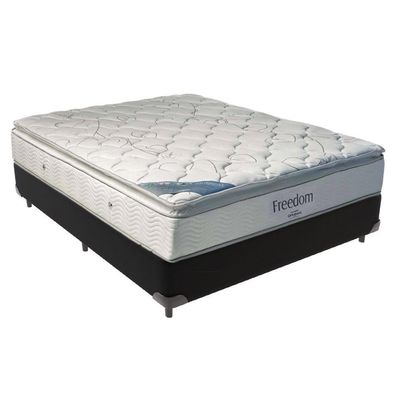Colchão Casal Freedom Ortobom E Base Box Preto De Madeira Espuma