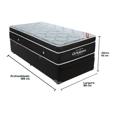 Colchão Elegant Ortobom Com Base Baú Preto Solteiro Molas Ensacadas Europillow