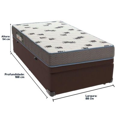 Cama Box Baú Marrom E Colchão Light Espuma D33 Solteiro Ortobom