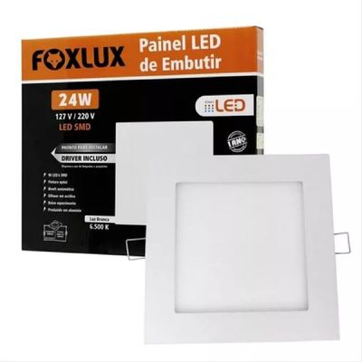 Kit 3 Painel Led 29,3x29,3 Redonda Branco Embutir 29,4x29,4 24w 6500k Foxlux
