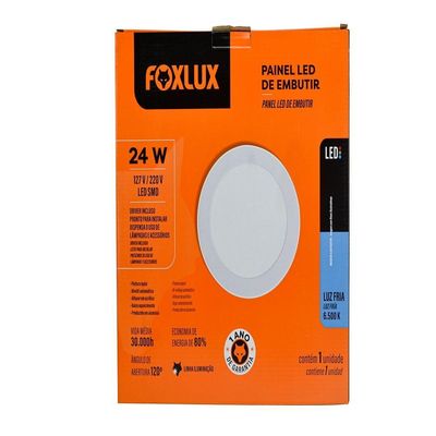 Kit 3 Painel Led 29,4x29,4 Redonda Branco Embutir 24w 6500k Foxlux