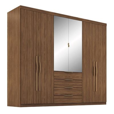 Guarda-Roupa Demóbile Giardino com 6 Portas e 4 Gavetas 262,2 de Largura Marrom