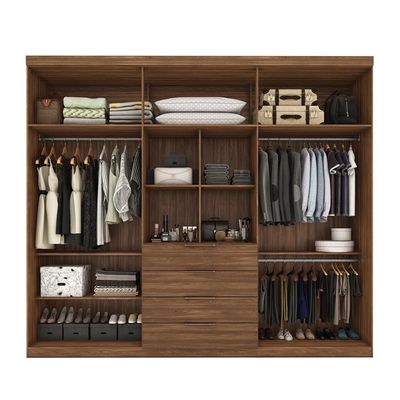 Guarda-Roupa Demóbile Giardino com 6 Portas e 4 Gavetas 262,2 de Largura Marrom