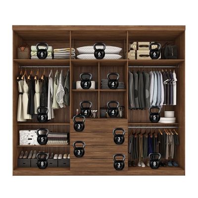 Guarda-Roupa Demóbile Giardino com 6 Portas e 4 Gavetas 262,2 de Largura Marrom