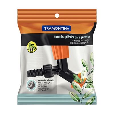 Torneira Plástica para Jardim Tramontina Laranja e Preto