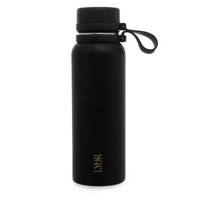 Garrafa Térmica de Aço Inox Lyor Explorer Preta 650ml Preto