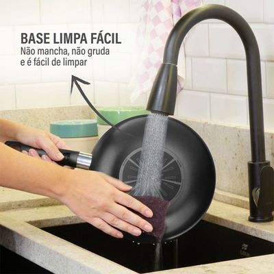 Frigideira Wok Rochedo Robusta 25cm Grafite Grafite