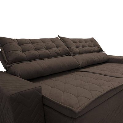 Sofá 3 Lugares Cama inBox Cielo com Assento Retrátil, Encosto Reclinável em Suede Velusoft e 200cm de Largura Café