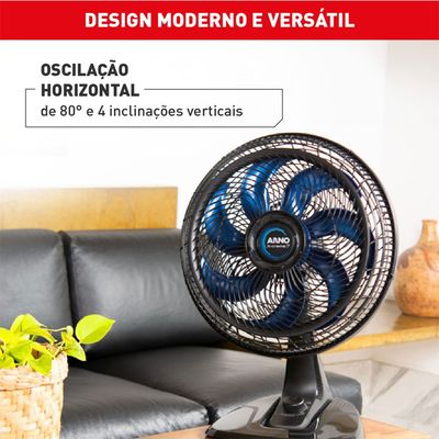 VENT. DE MESA ARNO X-TREME 7, 40 CM 7 PÁS 150W VE70 127V Preto com Azul / 127V