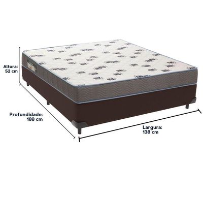 Cama Box Marrom E Colchão Light Espuma D33 Casal Ortobom