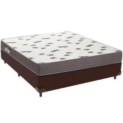 Cama Box Marrom E Colchão Light Espuma D33 Casal Ortobom