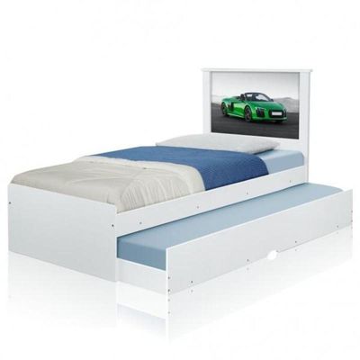 Cama Bibox Solteiro Carro Verde Veloz Com Colchões