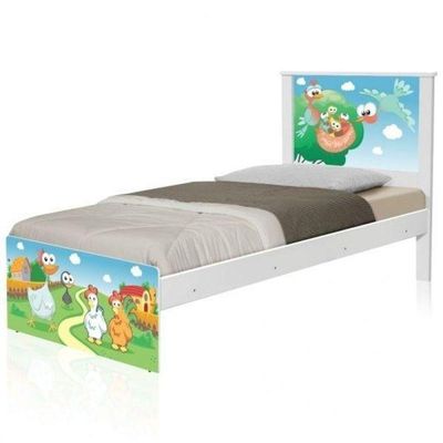 Cama Solteiro Adesivada Fazendinha Com Colchão