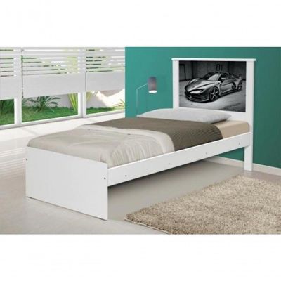 Cama Solteiro Com Cabeceira Carro Sport Chumbo