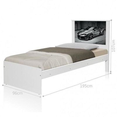 Cama Solteiro Com Cabeceira Carro Sport Chumbo