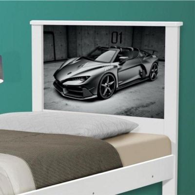 Cama Solteiro Com Cabeceira Carro Sport Chumbo