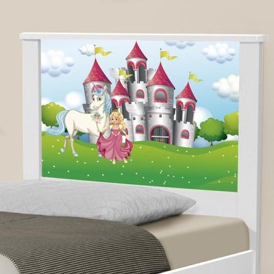 Cama Solteiro Com Cabeceira Adesivada Princesa Encantada
