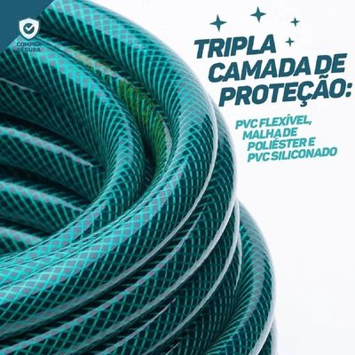 Kit Mangueira De Jardim 20m Trançada Verde Esguicho Famastil