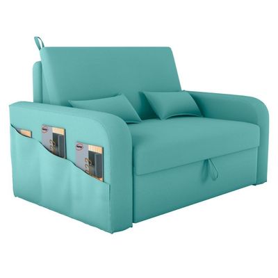 Sofá Cama Com Baú Luka Veludo Verde Menta