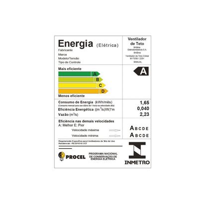 Ventilador De Teto Britânia Silencioso 131W Cristal  220V