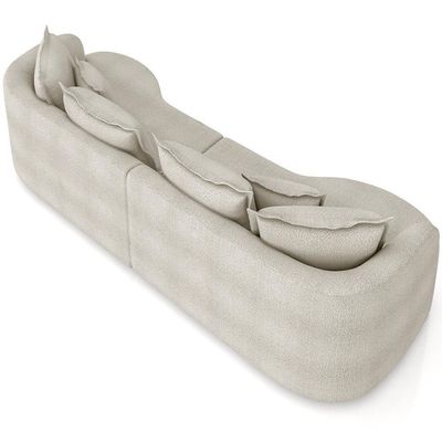 Sofá 4 Lugares Orgânico Living 270cm Ekos K01 Bouclê Bege - Lyam Decor