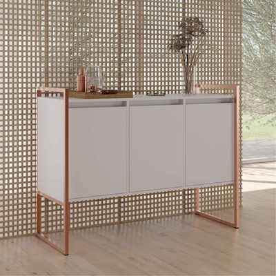 Buffet Industrial 3 Portas Branco Cobre Conjunto 2 Unidades