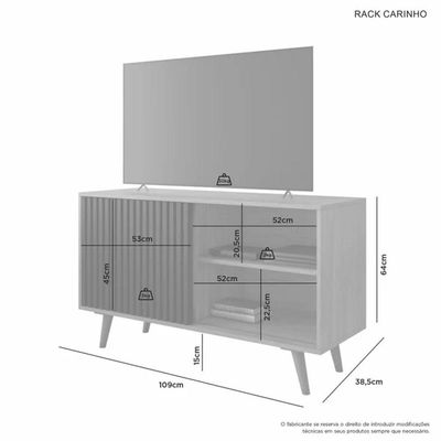 Rack Carinho Para Até 43" Jcm Movelaria - Cinamomo/preto
