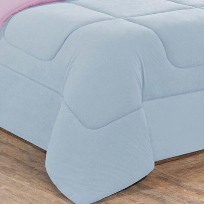 Kit Edredom + Jogo De Lençol Malha 100% Algodão Gran Moratta 6 Peças Casal - Azul Bebê-rosa Bebê
