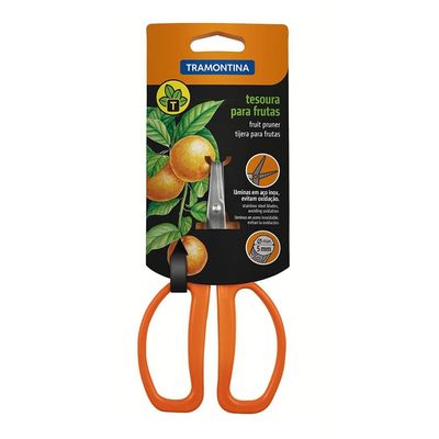 Tesoura para Frutas Tramontina com Lâminas em Aço Inox15,3cm Laranja