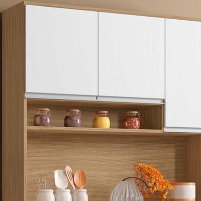 Kit De Cozinha Marcia 105cm Compacta 6 Portas Amêndoa/Branco