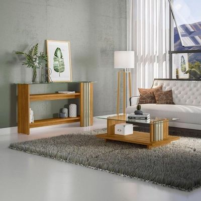 Aparador E Mesa De Centro Frizz Para Sala De Estar - Madetec Móveis Cumaru Opala