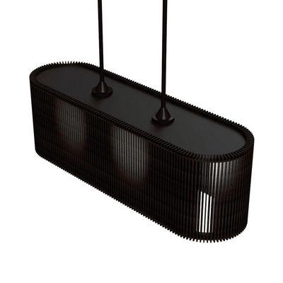 Luminária Pendente Veneza Modelo Ripado Preta