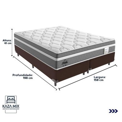 Cama Box Queen E Colchão Molas Ensacadas Berlim Probel - Marrom