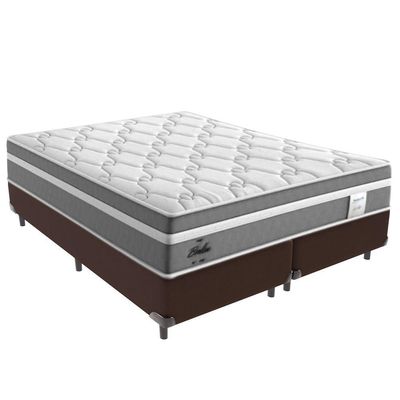 Cama Box Queen E Colchão Molas Ensacadas Berlim Probel - Marrom
