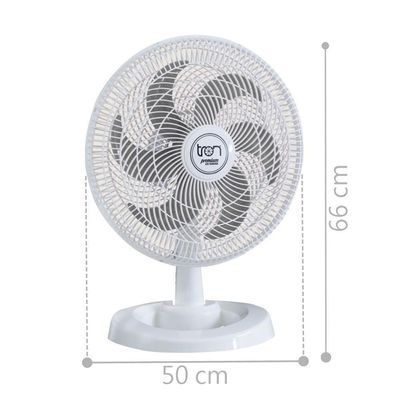 Ventilador Mesa Lorena Branco Oscilante 110V Pás Prata
