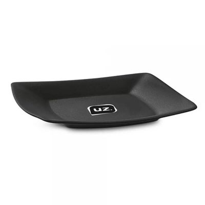 Prato Quadrado 18,5cm Preto Pequeno Avulso Plástico Lanches Frutas Slim Uz Preto